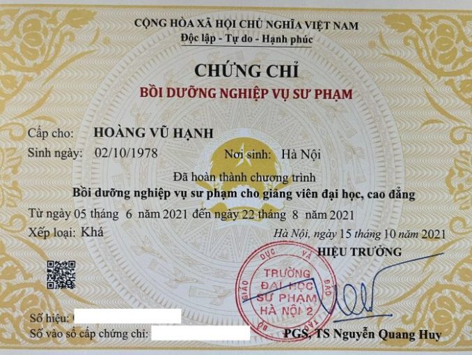 Chứng chỉ nghiệp vụ sư phạm cao đẳng đại học