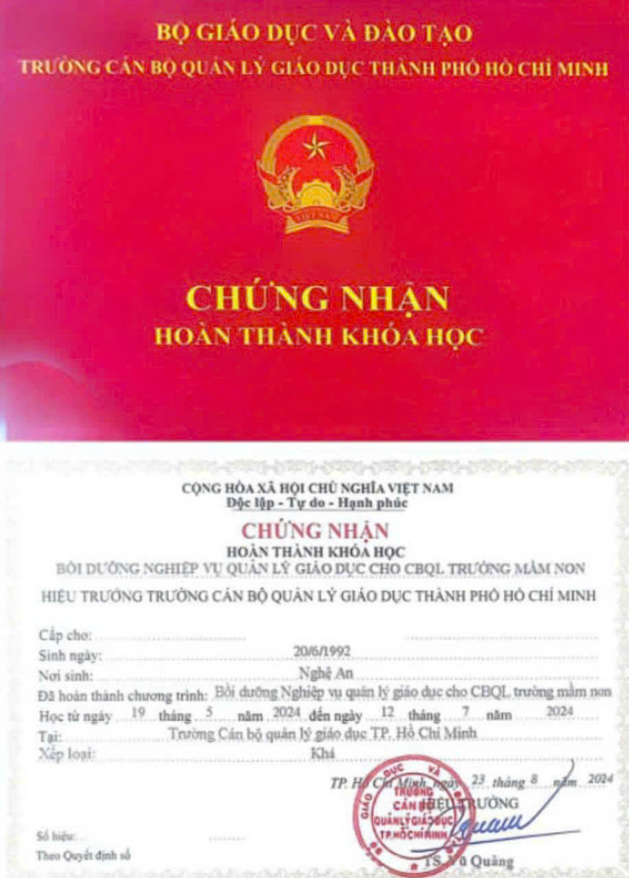 chứng nhận QL MN - trường cán bộ