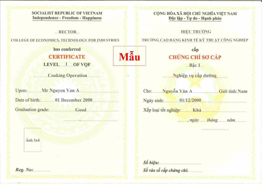 Chứng Chỉ Cấp Dưỡng