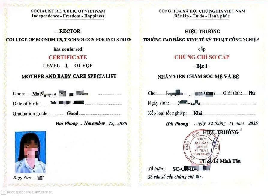 Chứng Chỉ Chăm Sóc Mẹ Và Bé